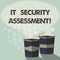 Word writing text It Security Assessment. Business concept for ensure that necessary security controls are in place Two To Go Cup