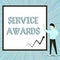 Word writing text Service Awards. Business concept for Recognizing an employee for his or her longevity or tenure View