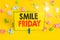 Word writing text Smile Friday. Business concept for used to express happiness from beginning of fresh week Colored crumpled