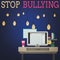 Word writing text Stop Bullying. Business concept for voicing out their campaign against violence towards victims photo