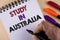 Word writing text Study In Australia. Business concept for Graduate from oversea universities great opportunity written by Man wit