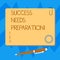 Word writing text Success Needs Preparation. Business concept for Readiness for a future to accomplish goals Blank Square Color