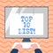 Word writing text Top 10 List. Business concept for highest ranked demonstratings places or items in group or category