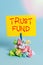 Word writing text Trust Fund. Business concept for money that is being held by the trustees for the beneficiaries Reminder pile