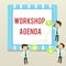 Word writing text Workshop Agenda. Business concept for helps you to ensure that your place stays on schedule