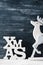 Word xmas, abbreviation for Christmas, and white reindeer