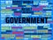 Wordcloud with the main word government and associated words, abstract illustration