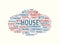 Wordcloud with the main word house and associated words, abstract illustration