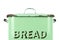 Wording on the side of a vintage 1930s British green enamel bread bin