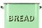 Wording on the side of a vintage 1930s green enamel bread bin