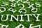 Wording unity on green grass background