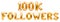 Words 100K FOLLOWERS made of golden inflatable balloons isolated on white. Helium balloons gold foil letters forming phrase100k