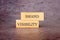 Words Brand visibility on wooden blocks. The concept of a business idea