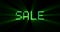 The words cyber monday sale, are you ready question, appearing with computer digital dot green matrix font, on black background