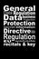 Words of the General Data Protection Regulation concept, topic of protecting information and personal data, close-up