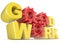 The words GOOD WORK in 3D letters and gear wheels