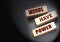 Words Have Power - text on wooden blocks on dark grey background. Powerfull force of communication, storytelling