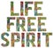 Words LIFE FREE SPIRIT. Vector decorative zentangle object