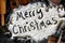 Words Merry Christmas Background Bordered by Vintage Baking Supp