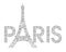 The words Paris with the symbol of the capital Eiffel Tower