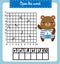 Words puzzle children educational game with coordinate grid. Place the letters in right order. Learning vocabulary