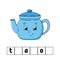 Words puzzle. Teapot. Education developing worksheet. Learning game for kids. Color activity page. Puzzle for children. English