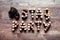 Words STAG PARTY made from corks