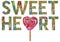 Words SWEEET HEART with lollipop, decorative zentangle object