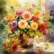 A Work of Art: A Watercolor Dahlias Bouquet that Captures the Essence of Nature AI Generated