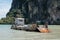 Work barge at East Railay Beach in southern Thailand