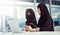 They work best together. two young arabic businesswomen working on a laptop in their office.