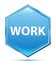 Work crystal blue hexagon button