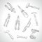 Work DIY tools. Vector manual tools Repair Icons. Vector set of hand-drawn instruments on white background.