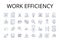 Work efficiency line icons collection. Time management, Productivity boost, Resource utilization, Performance