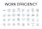 Work efficiency line icons collection. Time management, Productivity boost, Resource utilization, Performance