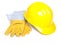 Work equipment Hardhat Hard hat helmet and glowes