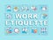 Work etiquette word concepts blue banner