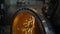 Work grinder cuts metal at the factory. Heavy industry worker cuts a huge pipe