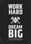 Work hard Dream big motivational inspiring poster.