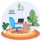 Work from home concept, Biomimicry inspired virtual Space vector color icon design,