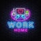 Work Home Neon concept coronavirus COVID-19. The company allows employees to work from home to avoid viruses. Light