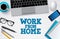 Work from home office vector background banner. Freelance remote online business job background