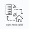 Work from home, remote job line icon. House and office building network vector illustration. Wifi connection linear sign