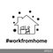 Work from home.simple icons of people working inside and at home and many viruses outside the home