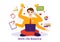 Work Life Balance Vector Illustration of Person Balancing with Job and Family or Leisure Activities in Multitasking Flat Cartoon