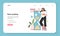 Work life balance web banner or landing page. Female character
