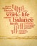 work life balance word cloud, career and lifestyle concept, vertical poster