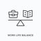 Work life flat line icon. Vector outline illustration of briefcase and newspaper. Black thin linear pictogram for career