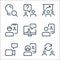 Work office and meeting line icons. linear set. quality vector line set such as reset, woman, chat, video chat, desktop computer,