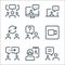 work office and meeting line icons. linear set. quality vector line set such as users, smartphone, teamwork, meeting, question